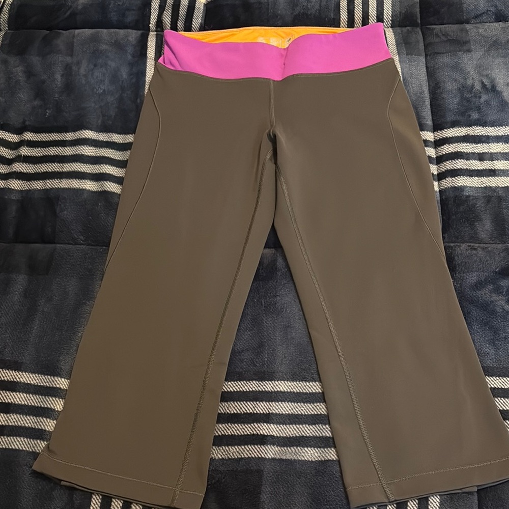 New Balance Gray Yoga Pants with Pink Waistband